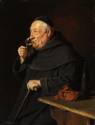 Grützner Benedictine Monk with Wine at Breakfast by Eduard von Grutzner